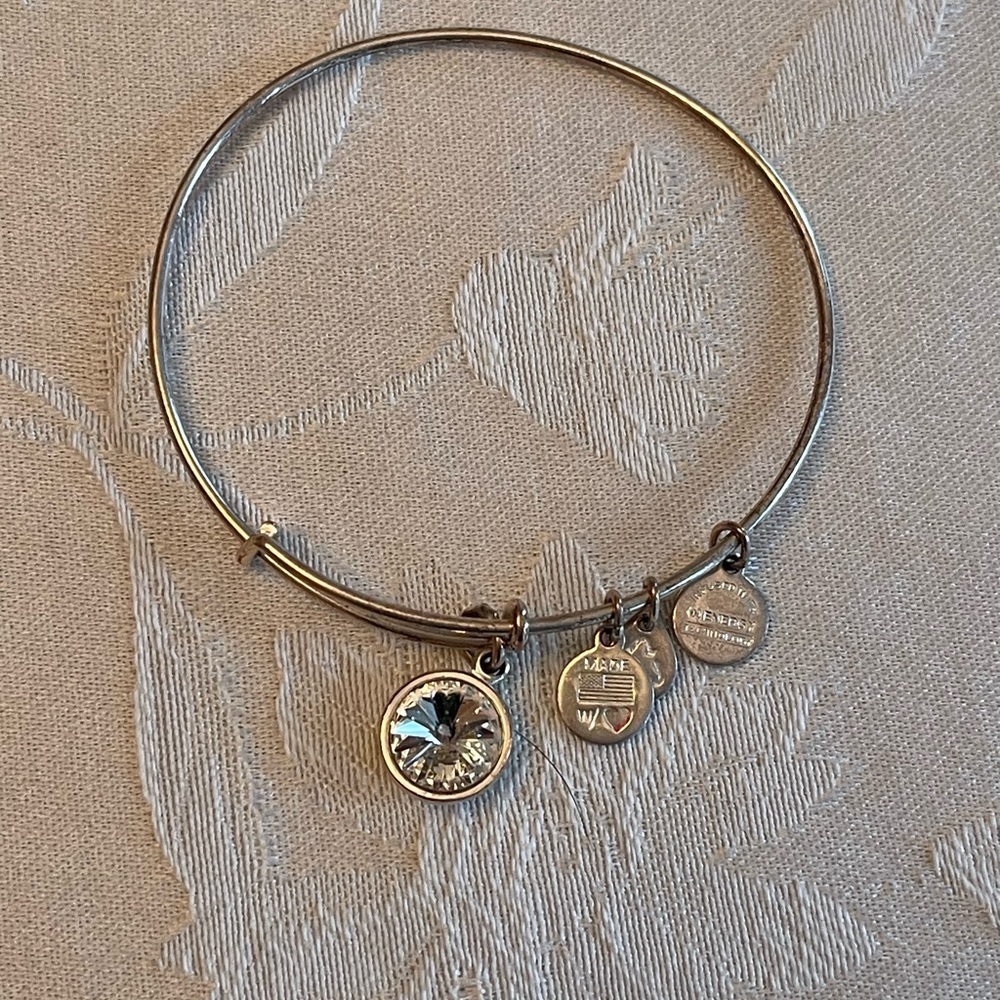 Alex & Ani April Birthstone Silver Bangle Bracelet